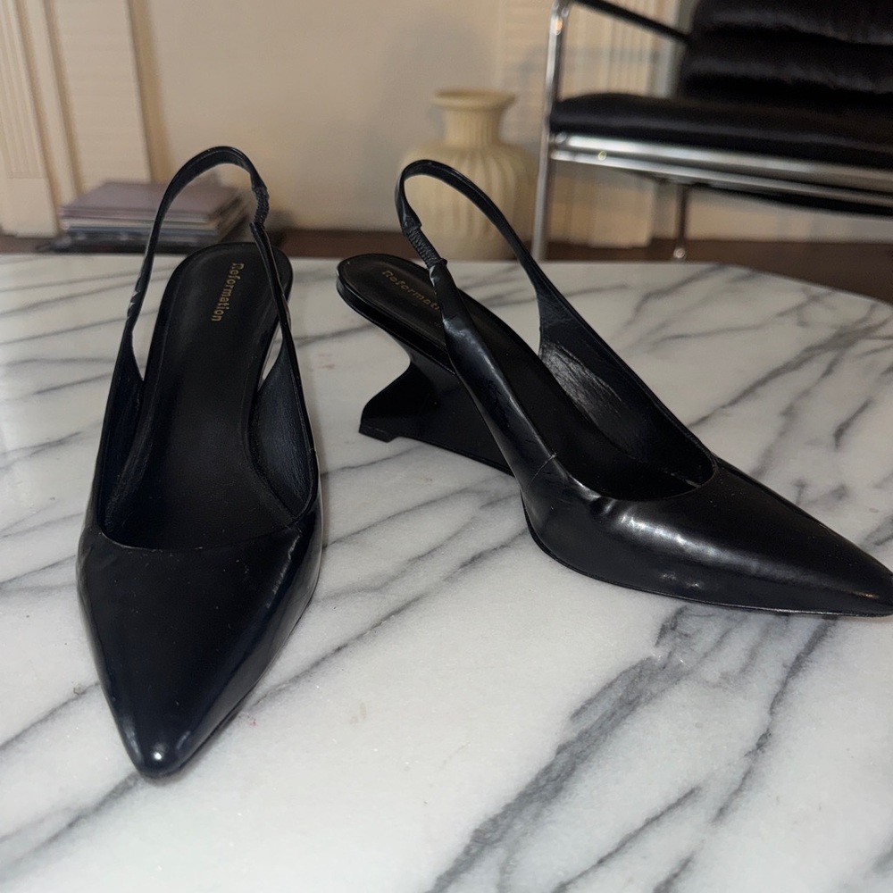 Reformation Wedge Slingback Heels
